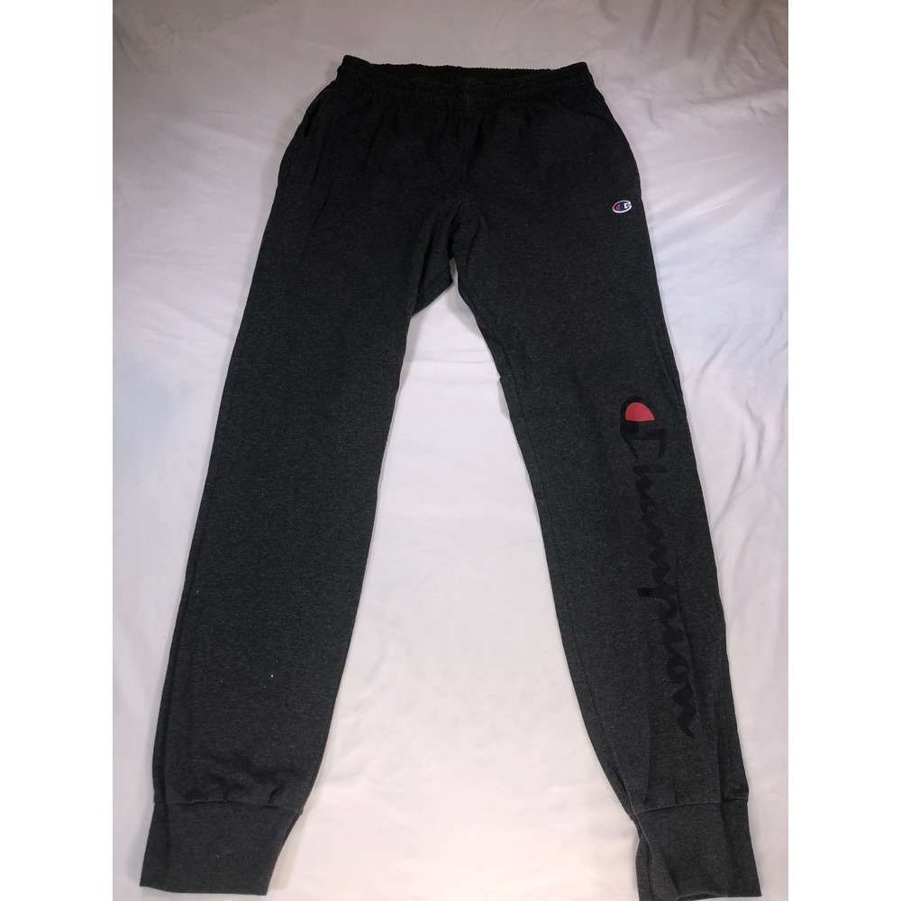 Champion Mens Joggers Charcoal Heather Grey Graphic‎ Logo Sweatpants No Size Tag